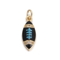 14K Gold Amerikanischer Football Anhänger mit schwarzer Emaille und Zirkonia Steinen - Schwarz-blauer Emaille-Football (16)