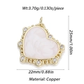 Dettaglio pendente cuore marmo rosa 25mm placcato oro 14K con piccoli zirconi cubici - Cuore Marmo Rosa Chiaro (77)