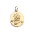14K vergoldeter Schlangenanhänger mit geprägtem Stern und kleinen weißen Zirkonia - Schlange und Sonne Runder Anhänger (21)