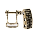 Vintage brass adjustable U-shaped buckle and engraved slider bead for men's rope bracelet - Relief Sleeve Style (BD589-1)
