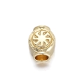 Golden cylinder charm with Slavic Kolovrat sun wheel relief for DIY jewelry making - Gold Kolovrat Cylinder Bead (077-03)