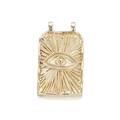 14K gold plated rectangular sunburst evil eye pendant with double loops for DIY jewelry - Devil's Eye Rectangular Relief (076-03)