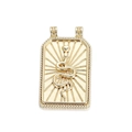 14K gold plated rectangular pendant with heart-shaped snake and sunburst texture - Snake Rectangular Relief (076-04)