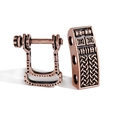 Detail of vintage copper U-bolt clasp and engraved sleeve for adjustable braided bracelets - Red Copper Relief Sleeve Style (BD589-4)