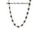 Gold evil eye bead chain necklace with black and white accents 460mm length - Black Eyes