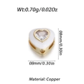 DIY gold-plated heart spacer bead with white enamel and sparkling zircon inlay - White Heart Bead (YSD012-01)
