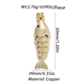 Goldener beweglicher Fisch-Anhänger aus Kupfer mit rotem Edelstein und feinen Schuppen - Mehrteilige Fischform (YSN065-06)