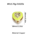 8mm heart charm in green enamel and yellow gemstone for DIY copper bracelets - Green Heart Bead (YSD012-02)