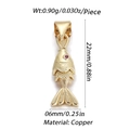 Golden copper fish pendant with engraved scales and red gemstone eye detail - Red Eye Fish Shape (YSN065-07)