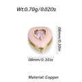 Pink heart bead with gold base and zircon inlay for DIY jewelry crafting - Pink Heart Bead (YSD012-03)