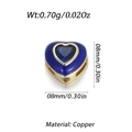 Blue enamel heart spacer bead in gold copper plating with dimensional measurements - Blue Heart Bead (YSD012-04)