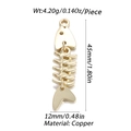 Golden copper fish bone pendant for DIY jewelry making with dimensions 45mm x 12mm - Fish Bone Shape (YSN065-08)