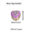 8mm Purple enamel heart bead in 14K gold plated copper for DIY jewelry making - Purple Heart Bead (YSD012-05)
