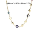 Collana malocchio in acciaio dorato con pendente a cuore, perle blu e dimensioni - Occhio Tondo Misto e Cuore