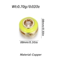 8mm copper bead with light green enamel, heart palm design and round zircon stone - Yellow Round Bead (YSD012-07)