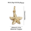 Golden starfish zircon pendant in copper material for DIY bracelet and necklace making - Mini Sea Star Pendant (YSN065-20)