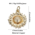 Detaillierte Größenangaben für einen goldenen Sonnenblumenanhänger aus Kupfermaterial - Mehrschichtiger Sonnenblumenstil (YSN083-01) / Gold