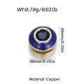 8mm round gold brass bead with deep blue enamel inlay and a blue zircon stone - Blue Round Bead (YSD012-09)