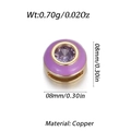 8mm purple enamel copper bead with zircon stone for DIY jewelry making - Purple Round Bead (YSD012-10)