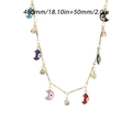 Collana d'oro in acciaio inossidabile con ciondoli occhio del male a mezzaluna colorata - Occhio di Luna con Strass