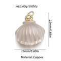 Minimalist pearl white shell pendant in copper for DIY jewelry with size and weight specs - Pearl White Shell Pendant (YSN106-05)