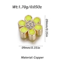 Daisy flower bead in yellow enamel and gold copper with zircon for jewelry DIY - Yellow Flower Bead (YSD012-12)