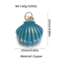 Blue gradient shell pendant made of copper with detailed product dimensions - Gradient Blue Shell Pendant (YSN106-06)