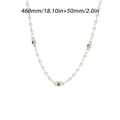 Collana malocchio dorata con perle bianche e ciondoli in smalto blu per donna - Occhio con Perla Artificiale