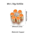 Orange enamel flower bead spacer in copper with zircon inlay for DIY jewelry, 9mm size - Orange Flower Bead (YSD012-14)