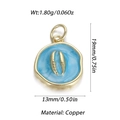 Mini light blue enamel shell charm in gold copper with 19mm x 13mm dimensions - Light Blue Enamel Shell Relief Round Pendant (YSN106-12)