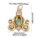 Golden pumpkin carriage charm with green bead and sparkling cubic zirconia stones - Pumpkin Carriage Style (135-2B)