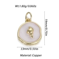 Detail of 13mm pink enamel shell charm with copper gold-plated finish and dimensions - Light Pink Enamel Conch Round Pendant (YSN106-13)