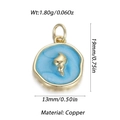 Nautical style blue enamel ocean pendant with golden conch detail in copper - Light Blue Enamel Conch Round Pendant (YSN106-14)