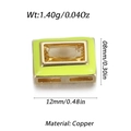 Neon yellow enamel copper spacer charm with central zircon inlay for DIY jewelry - Neon Green Rectangle Bead (YSD012-18)