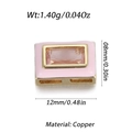Pink enamel rectangle charm bead with copper base for DIY bracelet and necklace jewelry - Pink Rectangle Bead (YSD012-19)