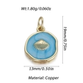 Blue enamel ocean shell pendant in gold-plated copper with size and weight metrics - Sky Blue Enamel Scallop Round Pendant (YSN106-18)