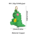 Cute green cartoon dinosaur pendant made of copper and colorful resin for DIY jewelry - Cute Green Dinosaur Style (053-03)