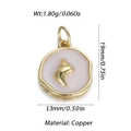 Macro detail of a 19mm gold enamel conch pendant showing dimensions and copper material - Light Pink Enamel Snail Shell Round Pendant (YSN106-19)