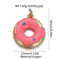 Pink enamel donut pendant in gold plating with blue dots for DIY jewelry making - Pink Polka Dot Donut (149-02)