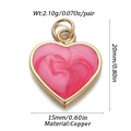 Pink marbled heart charm in gold-plated copper for DIY necklaces and earrings - Pink Textured Heart (150-11)