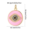 Pink enamel Evil Eye pendant with blue and white crystals in gold plating - Pink Evil Eye (163-12)