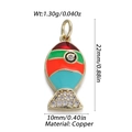 Miniature colorful fish pendant in copper with rainbow drip oil and crystal zircon accents - Four-color Block Small Fish Pendant (YSN116-02)