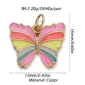 Colorful butterfly pendant in gold-plated copper with vibrant enamel wing details - Colorful Butterfly Shape (013-12)