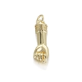 Goldener Figa-Hand-Anhänger mit Vintage-Mustern und polierter Metalloberfläche - Goldener Faustanhänger (077-09)