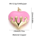 Pink enamel heart pendant in copper with size markings of 19mm by 22mm for jewelry making - Melting Heart Shape (047-6)