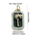Blue and black enamel palm tree copper pendant charm for beach jewelry making - Palm Tree Rectangular Pendant (YSN116-10)