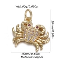 Detailed dimensions of golden crab pendant with zircon inlay and copper material info - Crab Pattern (YSN148-03)
