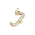 Golden 14K gold-plated Arabic letter J pendant with micro-set zircon stones - Letter J Pave Rhinestone Pendant (078-03) / 078-03