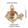 Detailed macro view of a golden fish pendant with orange gemstone and copper base - Fish Pendant (YSN148-05)