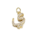 Arabic letter pendant in 14K gold plated copper with pave white zircon stones - Artistic Symbol Pave Rhinestone Pendant (078-05) / 078-05